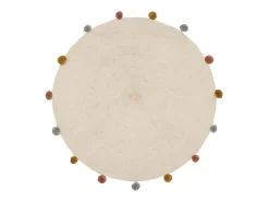 Tapete de pompons de algodão bege 90x90cm