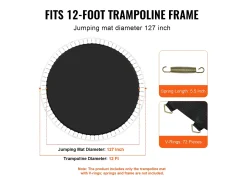 Tapete de Substituição para Trampolim SucceBuy, Quadro de 366 cm, 72 Aneis em V, Mola de 14 cm