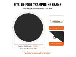 Tapete de Substituição para Trampolim SucceBuy, Quadro de 457 cm, 96 Aneis em V, Mola de 16 cm