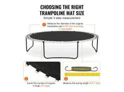 Tapete de Substituição para Trampolim SucceBuy, Quadro de 427 cm, 72 Aneis em V, Mola de 16 a 18 cm