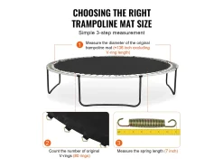 Tapete de Substituição para Trampolim SucceBuy, Quadro de 396 cm, 80 Aneis em V, Mola de 18 cm
