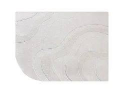 Tapete em relevo 100% lã feito à mão com borda arredondada, 200 x 290, Marfim, VELORIA