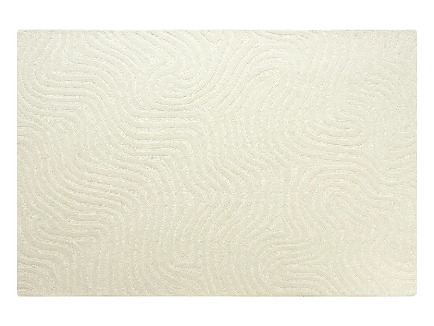 Tapete em relevo 100% lã tufado à mão, 160 x 230 cm, Marfim, 2100g/m², NEORA