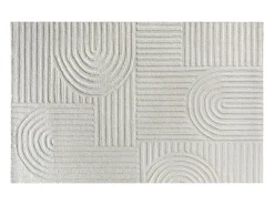 Tapete em relevo com padrão de arcos 100% lã, 160x230 cm, 2200 g/m2, cor marfim - ASSINIE