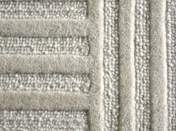 Tapete em relevo com padrão de arcos 100% lã, 200x290 cm, 2200 g/m2, cor marfim - ASSINIE