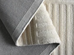 Tapete em relevo com padrão de arcos 100% lã, 200x290 cm, 2200 g/m2, cor marfim - ASSINIE