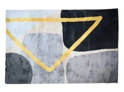 Tapete estilo contemporâneo PICADILLY - Poliéster - 160 x 230 cm - Cinza, preto e dourado