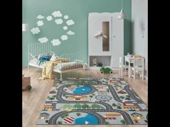 Tapete Happy Life Brincadeira - Cinza - 140x200 cm