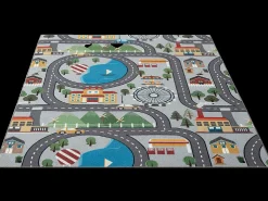 Tapete Happy Life Brincadeira - Cinza - 140x200 cm