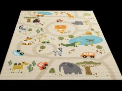 Tapete Happy Life Brincadeira Safari - Bege - 120x160 cm