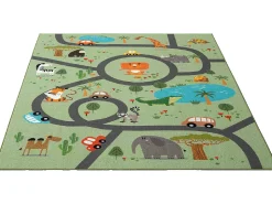 Tapete Happy Life Brincadeira Safari - Verde - 140x200 cm