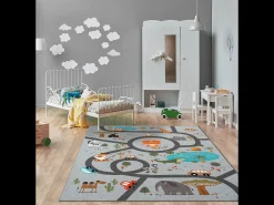 Tapete Happy Life Brincadeira Safari - Cinza - 120x160 cm