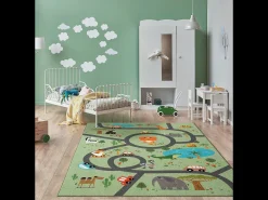 Tapete Happy Life Brincadeira Safari - Verde - 200 cm Redondo