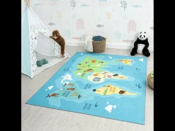 Tapete Happy Life Educativo - Azul - 120x160 cm