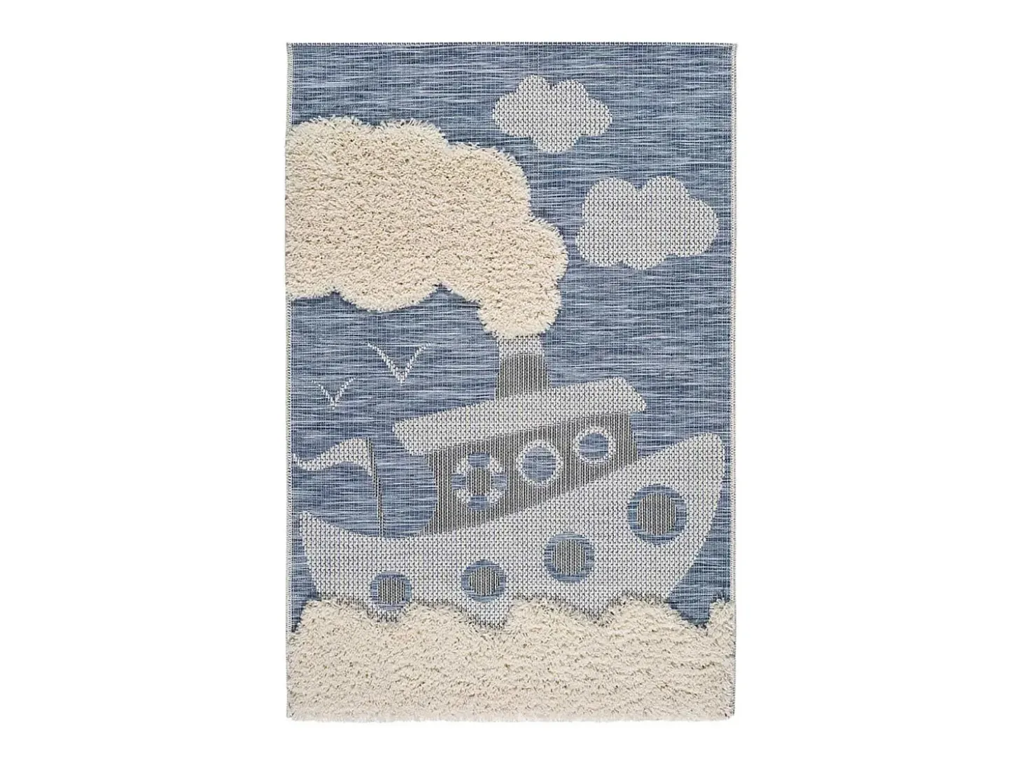 Tapete interior - infantil barco - azul - 115 x 170 cm - CHINKY