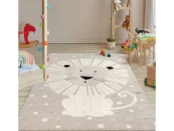 Tapete Jungle Kids Quarto Infantil 3D Resistente - Bege - 140x200 cm