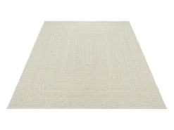 Tapete Kansas Exterior Interior Estilo Juta Resistente Intempéries lisa - Creme - 120 x 170 cm