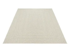 Tapete Kansas Exterior Interior Estilo Juta Resistente Intempéries lisa - Creme - 140 x 200 cm