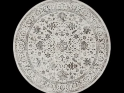 Tapete Mila Brilhante Clássico Vintage, Creme, 200 cm, redondo