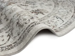 Tapete Mila Brilhante Clássico Vintage, Creme, 200 cm, redondo