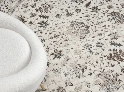 Tapete Mila Brilhante Clássico Vintage, Creme, 200 cm, redondo