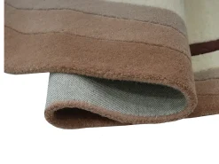 Tapete orgânico 100% lã tufado à mão, 160 x 225 cm, Marfim e castanho, 2100g/m², YELINA