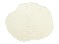 Tapete orgânico em relevo 100% lã tufado à mão, D.200 cm, Marfim, 2100g/m², ORENIA
