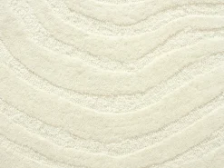 Tapete orgânico em relevo 100% lã tufado à mão, D.200 cm, Marfim, 2100g/m², ORENIA