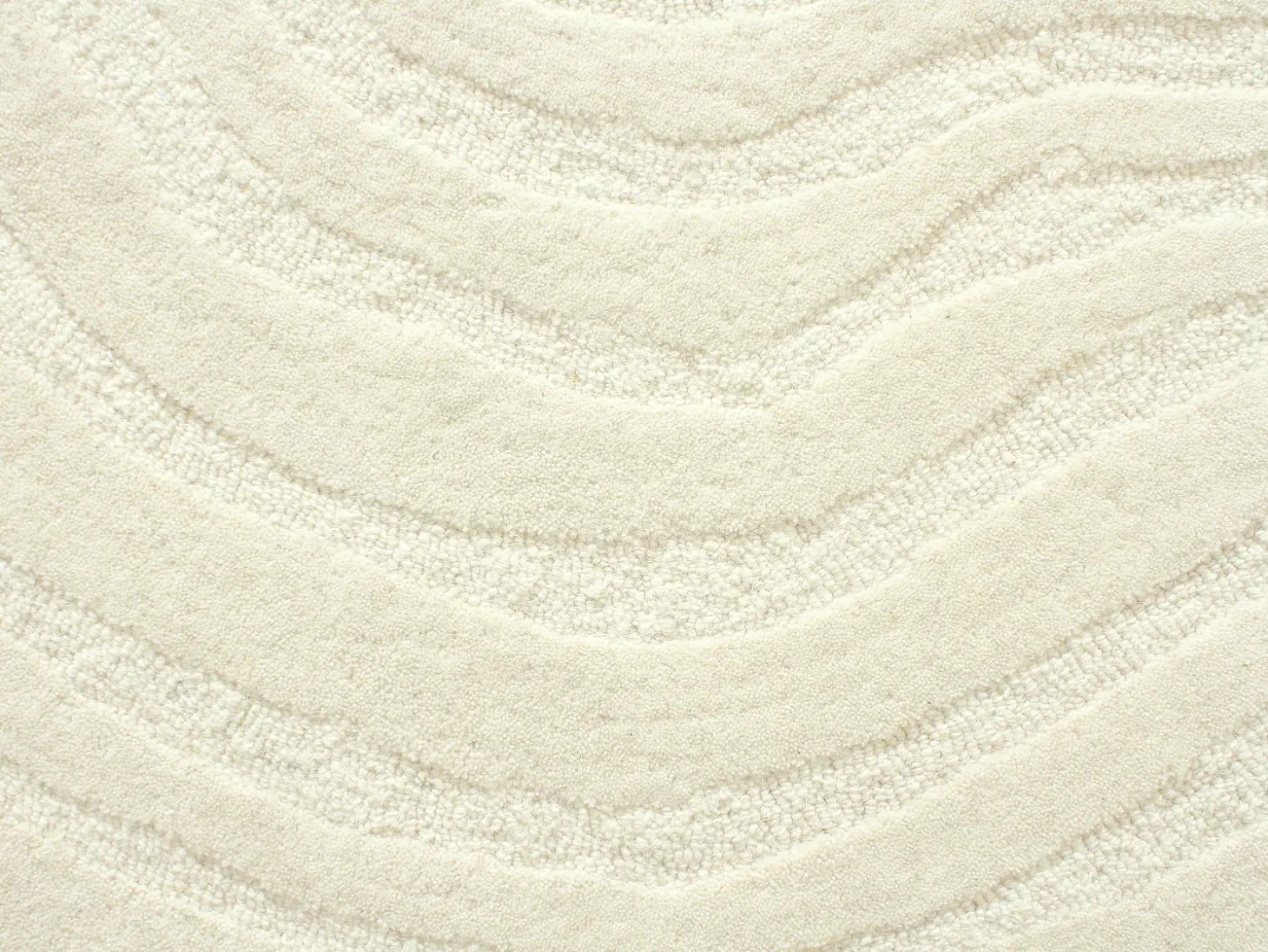 Tapete orgânico em relevo 100% lã tufado à mão, D.200 cm, Marfim, 2100g/m², ORENIA