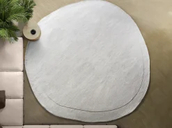 Tapete orgânico redondo 100% lã feito à mão, 200 x 200 cm, 2200 g/m2 cor creme - WILLOW
