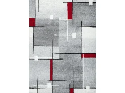 Tapete Pearl Sala estar moderna Pilha curta, Cinza Vermelho, 140 x 200 cm