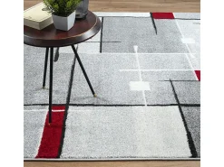 Tapete Pearl Sala estar moderna Pilha curta, Cinza Vermelho, 140 x 200 cm