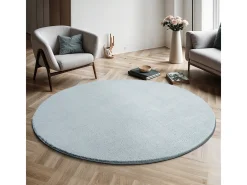 Tapete pelo curto lavável antiderrapante - Azul - 200 cm Redondo - RELAX