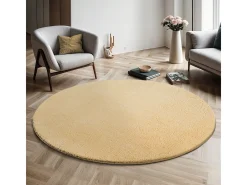 Tapete pelo curto lavável antiderrapante - Ouro - 120 cm Redondo - RELAX