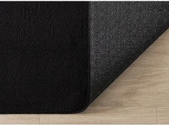 Tapete pelo curto lavável antiderrapante - Preto - 160 cm Redondo - RELAX