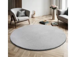 Tapete pelo curto lavável antiderrapante - Cinza - 120 cm Redondo - RELAX