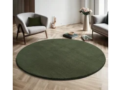 Tapete pelo curto lavável antiderrapante - Floresta - 120 cm Redondo - RELAX