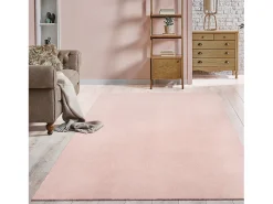 Tapete pelo curto lavável antiderrapante - Rosa - 160 x 220 cm - RELAX