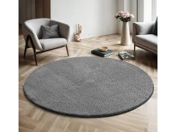 Tapete pelo curto lavável antiderrapante - Antracite - 160 cm Redondo - RELAX