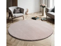 Tapete pelo curto lavável antiderrapante - Rosa - 200 cm Redondo - RELAX
