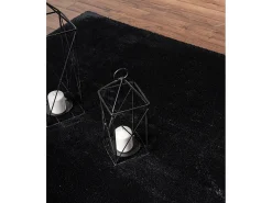 Tapete pelo curto lavável antiderrapante - Preto - 120 cm Redondo - RELAX