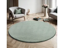 Tapete pelo curto lavável antiderrapante - Verde - 200 cm Redondo - RELAX