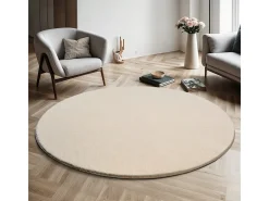 Tapete pelo curto lavável antiderrapante - Beige - 120 cm Redondo - RELAX