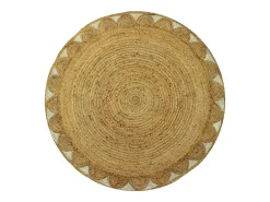Tapete redondo floral 100% juta D150 cm cor natural - INDIRA
