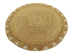 Tapete redondo floral 100% juta D200 cm cor natural - INDIRA