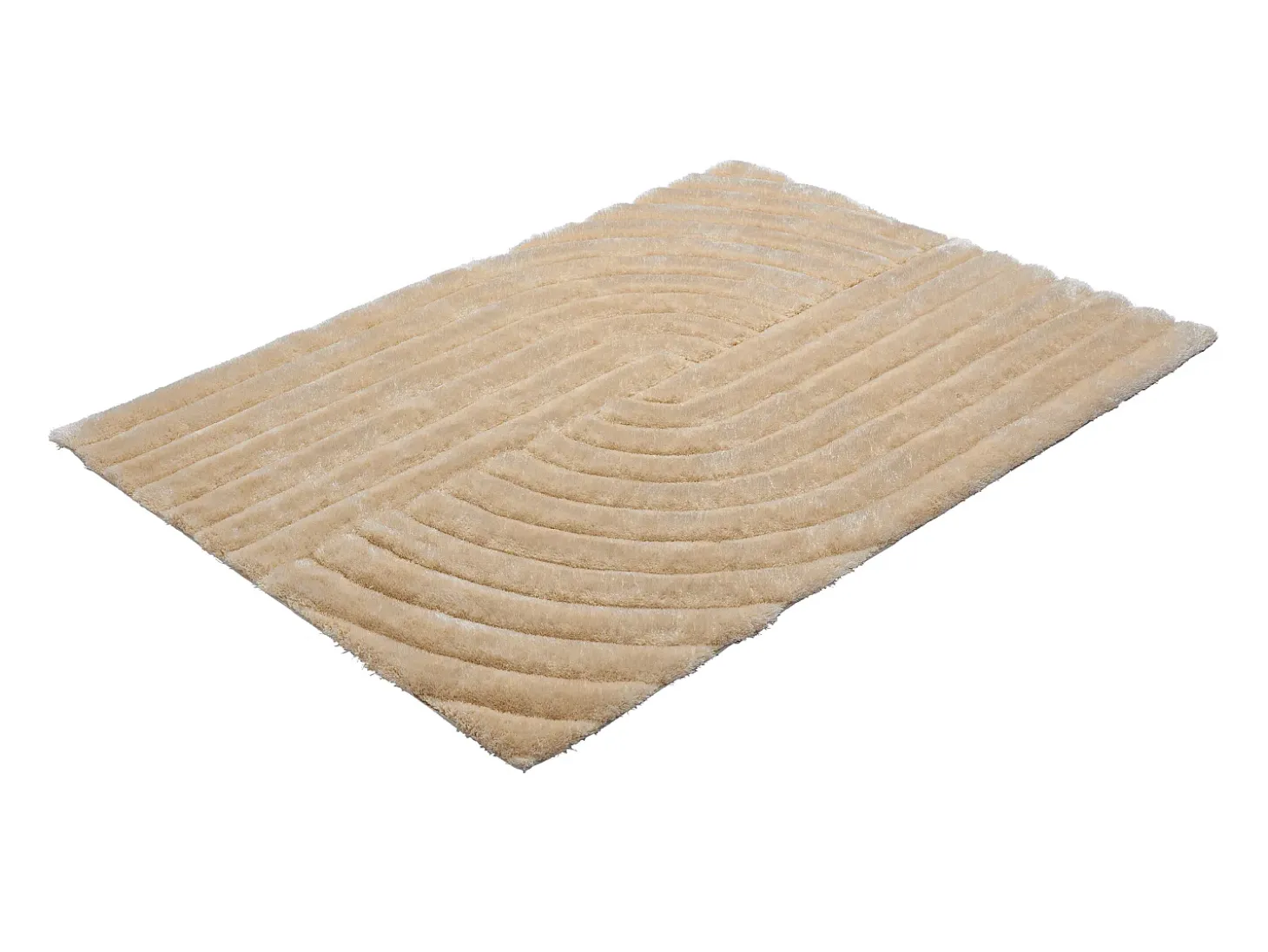 Tapete shaggy com pelo comprido em relevo, 160 x 230 cm, Bege escuro, MERISA
