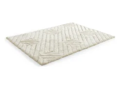 Tapete shaggy de pelo comprido em relevo 160x230 cm branco-sujo - MAZE