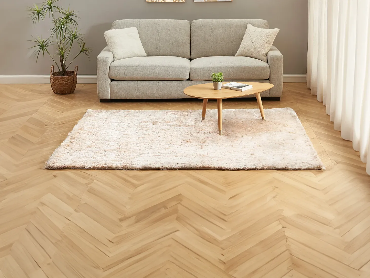 Tapete shaggy de pelos compridos ultramacio 200x290 cm bege - DOLCE