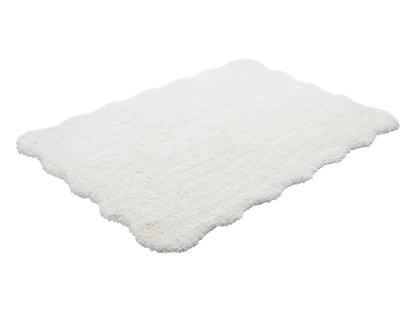 Tapete shaggy de pêlo comprido com bordas onduladas, 160 x 230 cm, Branco, NERIDA