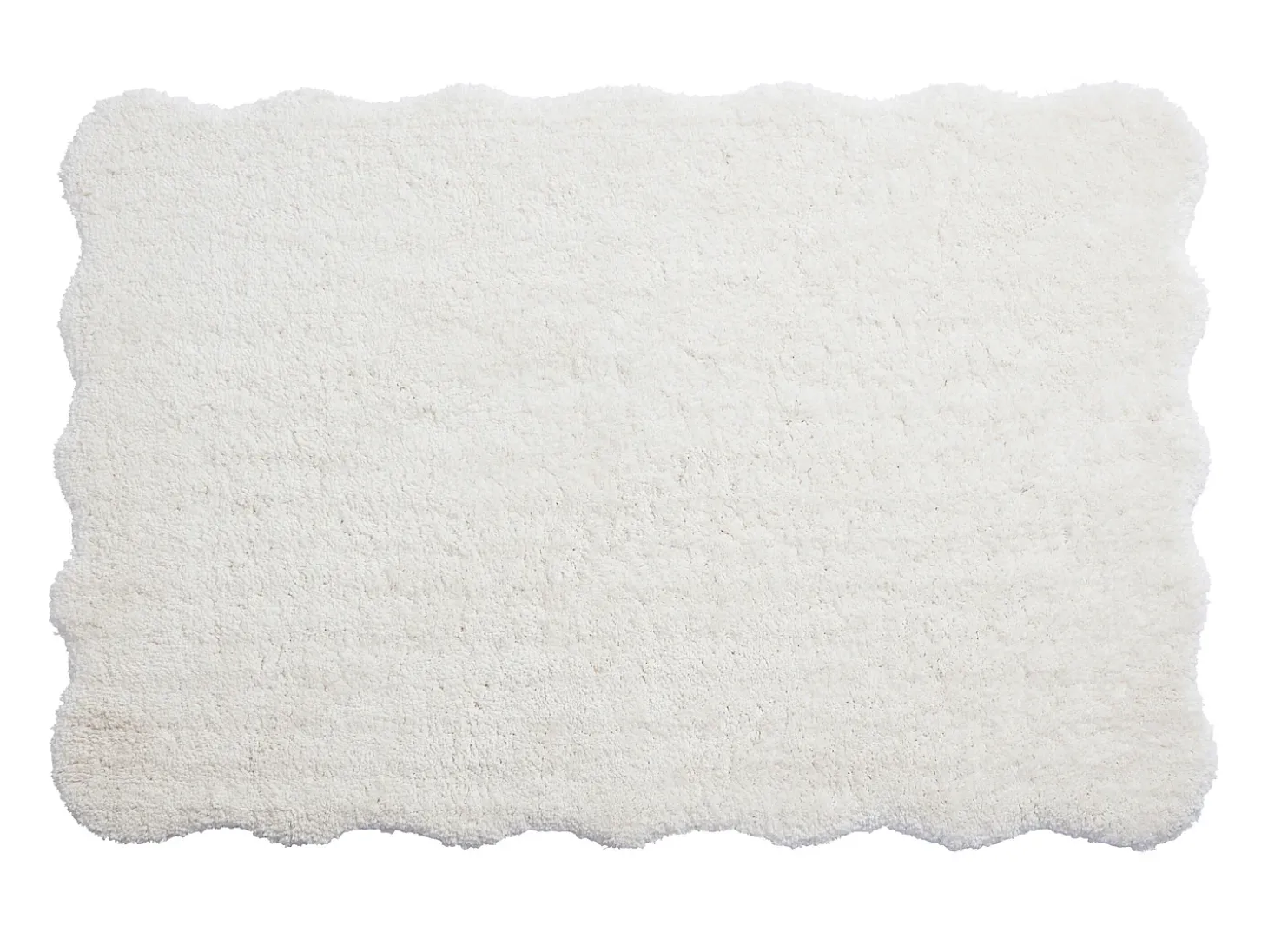 Tapete shaggy de pêlo comprido com bordas onduladas, 160 x 230 cm, Branco, NERIDA